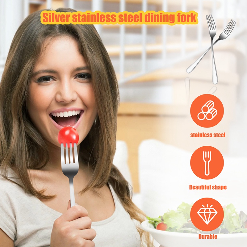 Bộ 24 Nĩa 7.1 Inch Bằng Thép Không Gỉ Mạ Bạc Tiện Dụng Cho Gia Đình