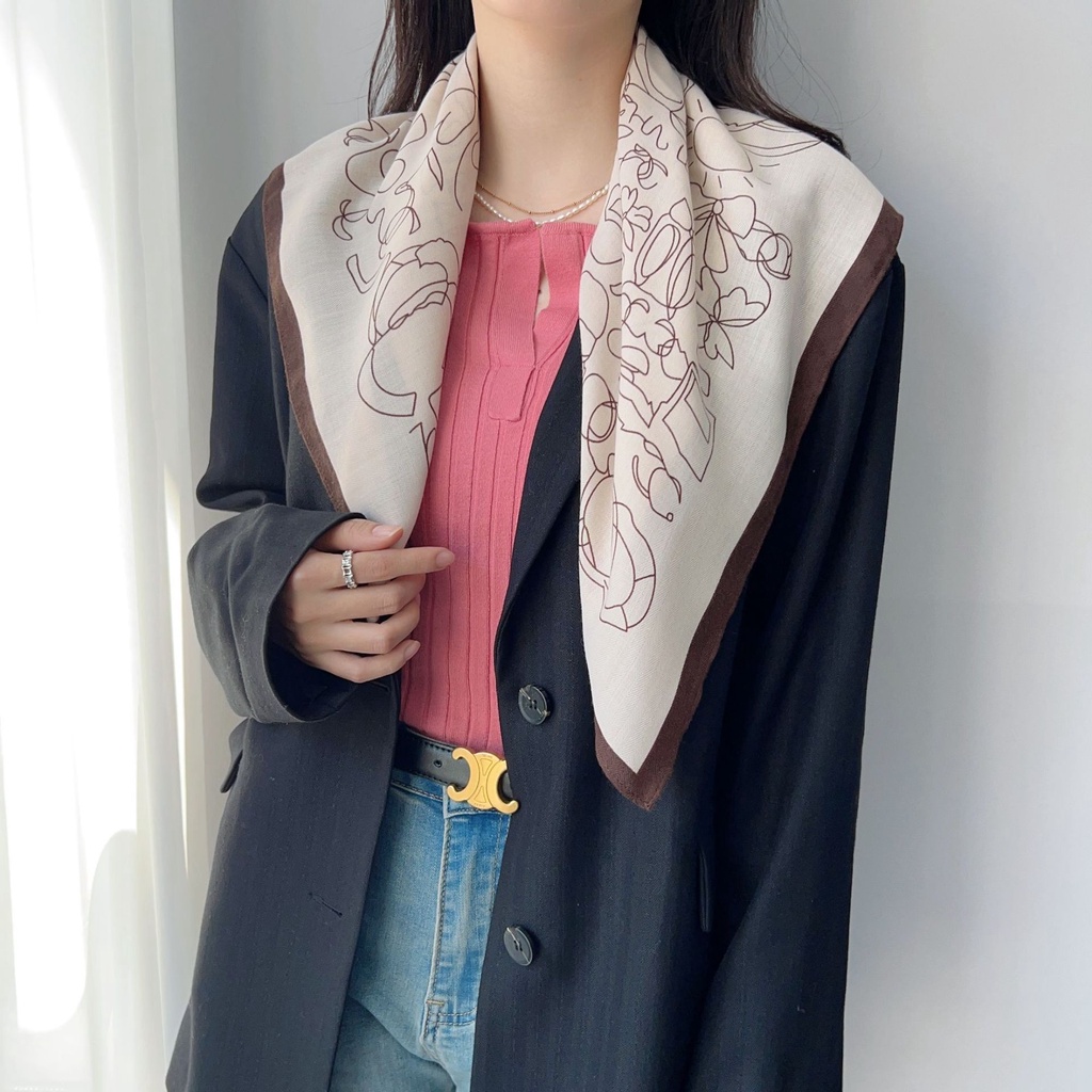 Khăn Choàng Cổ Hình Vuông Nhỏ Bằng Vải Nhung 68 * 68cm Thời Trang Mùa Xuân 2023
