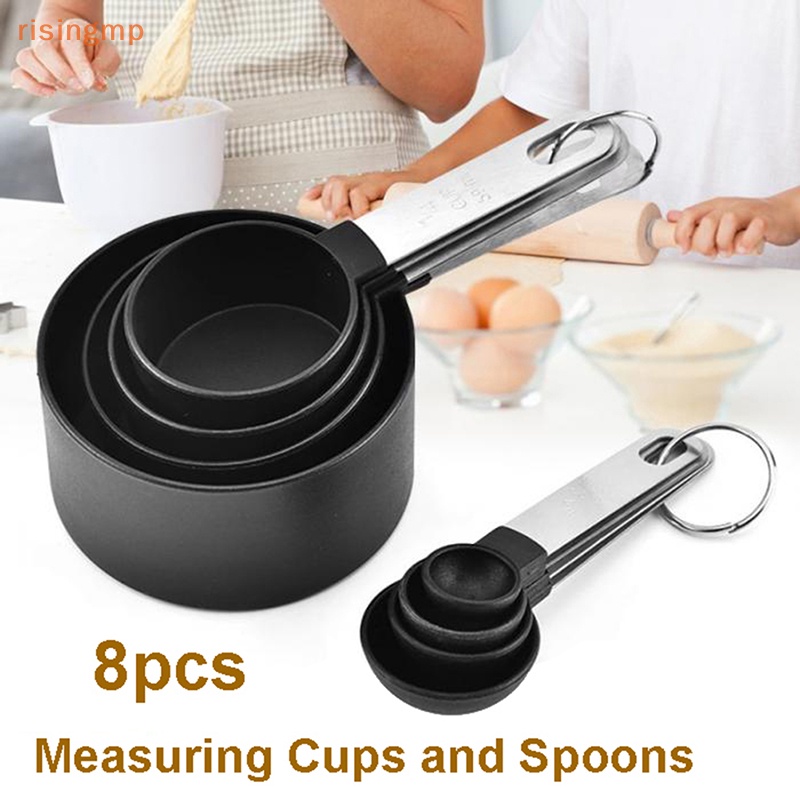 Bộ 8 Muỗng Đo Lường Bằng Thép Không Gỉ Tiện Dụng Cho Nhà Bếp