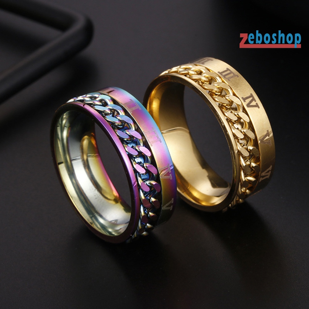 Nhẫn Xoắn Thép Titan Khắc Chữ Số La Mã Thời Trang Cho Nam Và Nữ