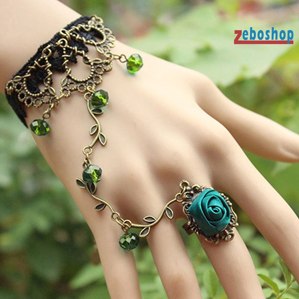 Vòng Tay Phối Ren Hoa Phong Cách Gothic Thời Trang Cho Nữ