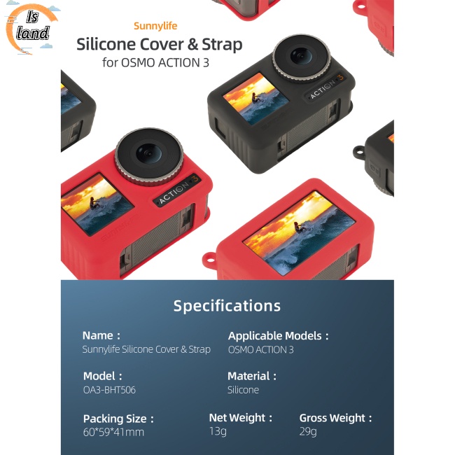 Vỏ Silicon Bảo Vệ Máy Ảnh Chống Trầy Kèm Dây Đeo Cho Osmo Action 3