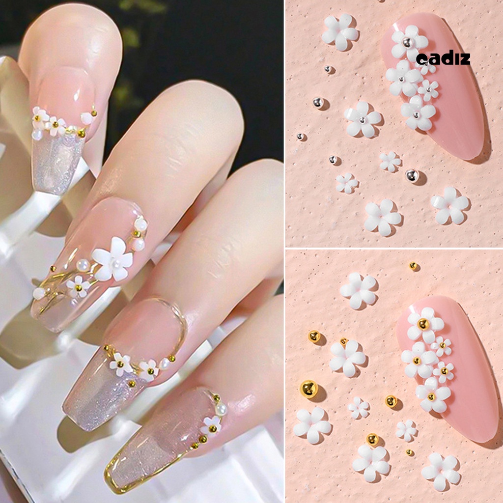 1 Hộp Nhãn Dán Móng Tay CADI 5 Bông Hoa Bằng Nhựa Resin DIY