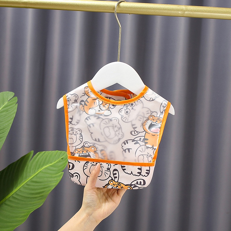 Yếm Ăn Sát Nách Chống Thấm Nước Nhanh Khô In Họa Tiết Hoạt Hình Dễ Thương Thời Trang Mùa Hè Cho Bé