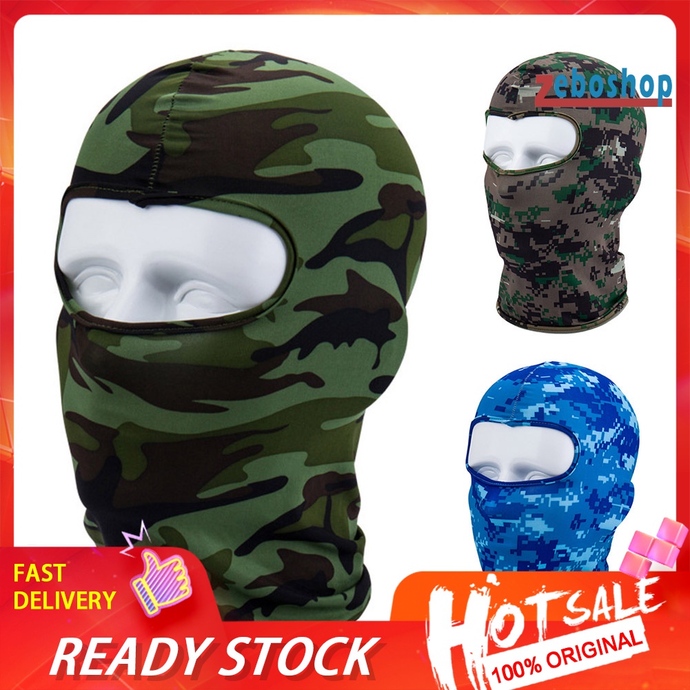 Zeboshop Mũ Che Mặt Chống Nắng / Gió Thoáng Khí Họa Tiết Rằn Ri Unisex