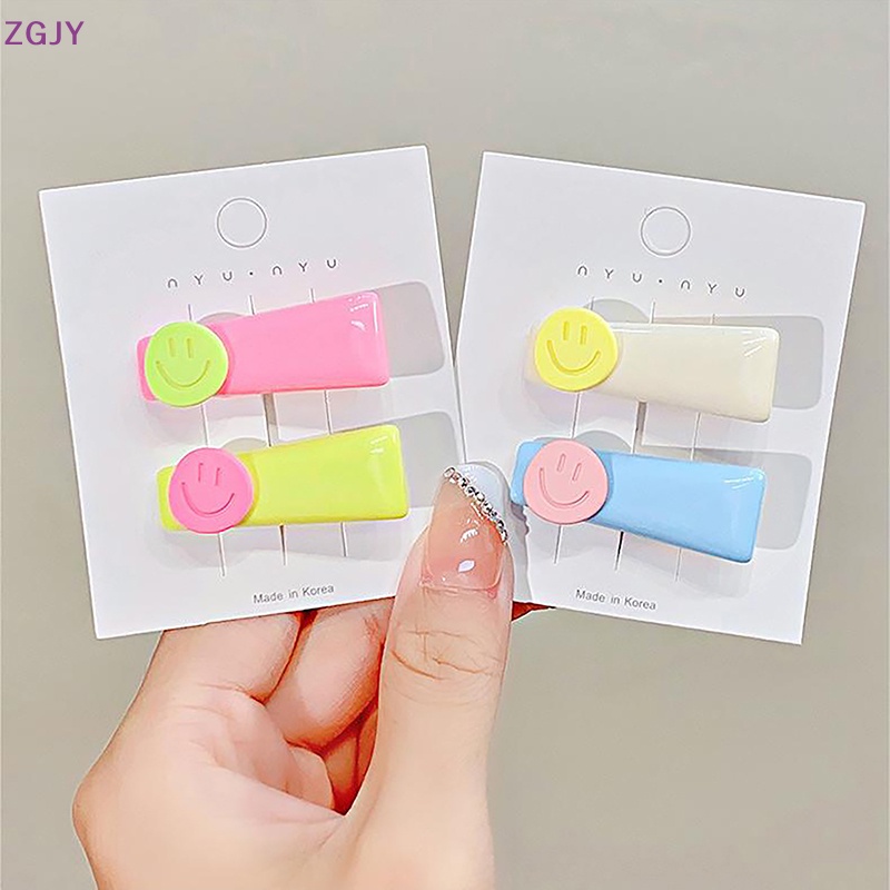 Kẹp Tóc Nhựa Hình Mặt Cười Màu Kẹo Ngọt Thiết Kế Dễ Thương Thời Trang Cho Nữ Mới