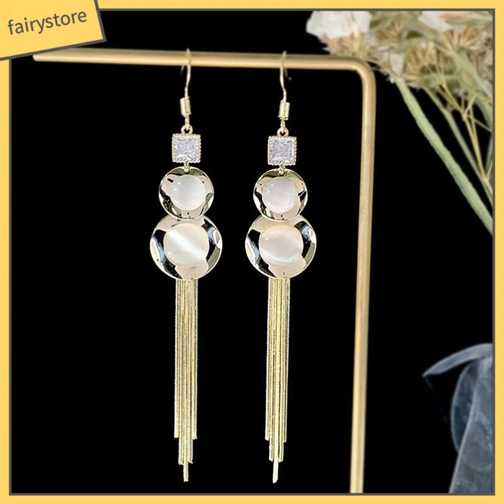 1 Đôi Bông Tai Hình Quả Bầu Đính Đá Opal Nghệ Thuật