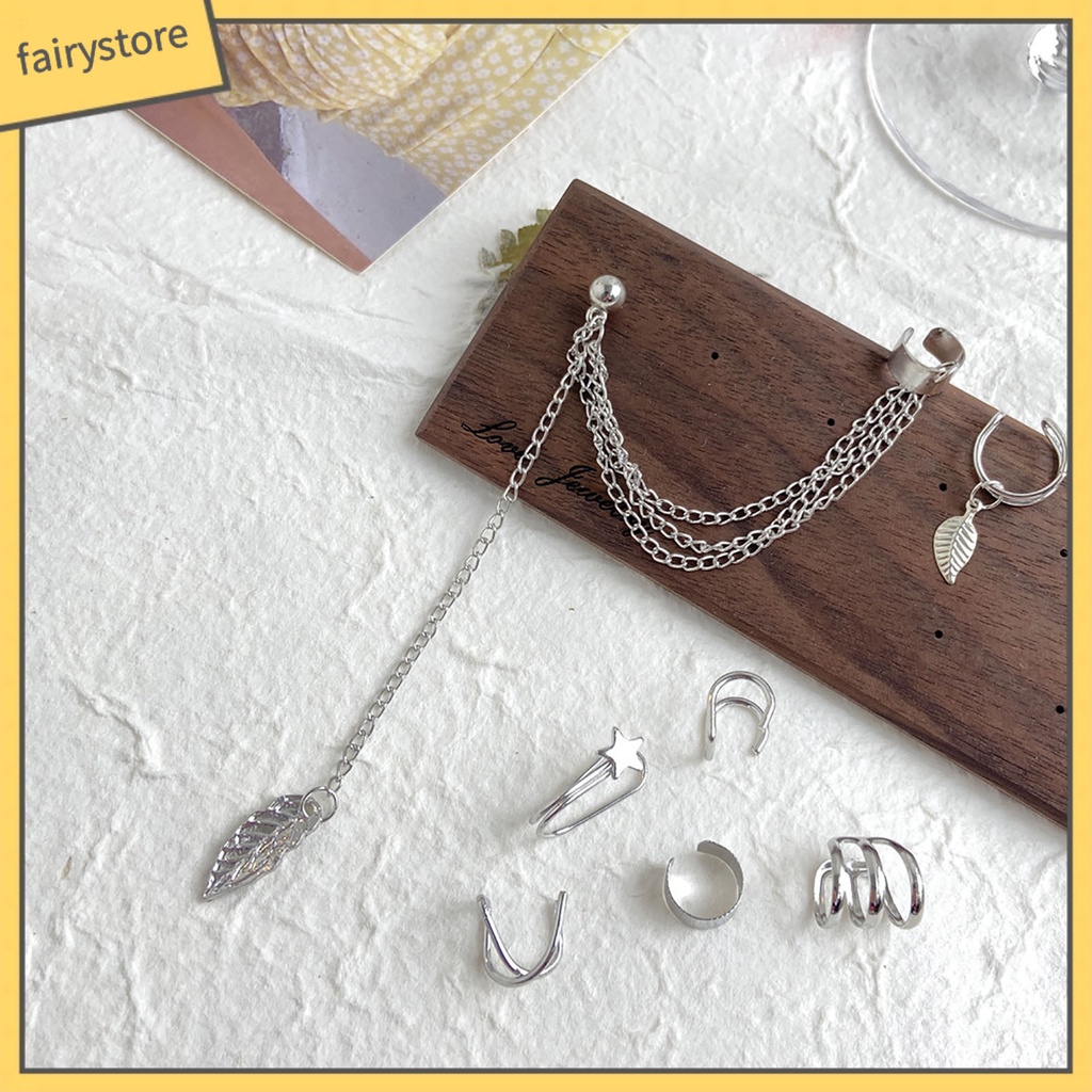 Set 7 Khuyên Tai Hợp Kim Nhỏ Xinh Phong Cách Đường Phố