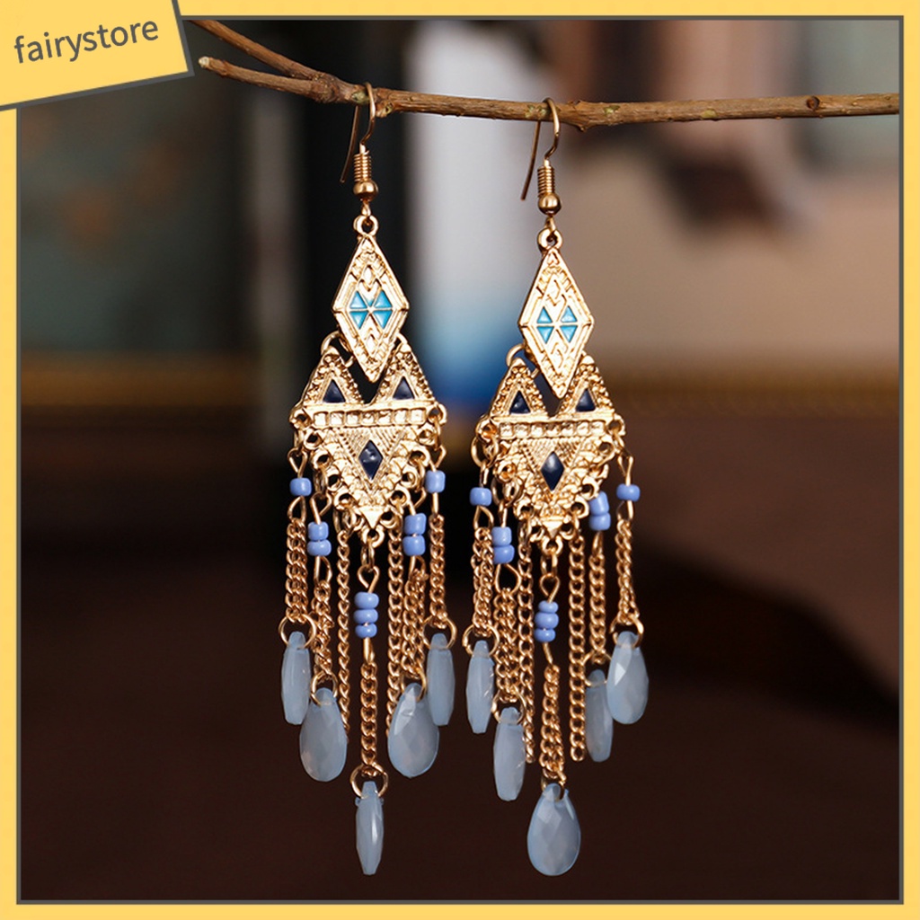 1 Đôi Bông Tai Tua Rua Đính Pha Lê Lấp Lánh