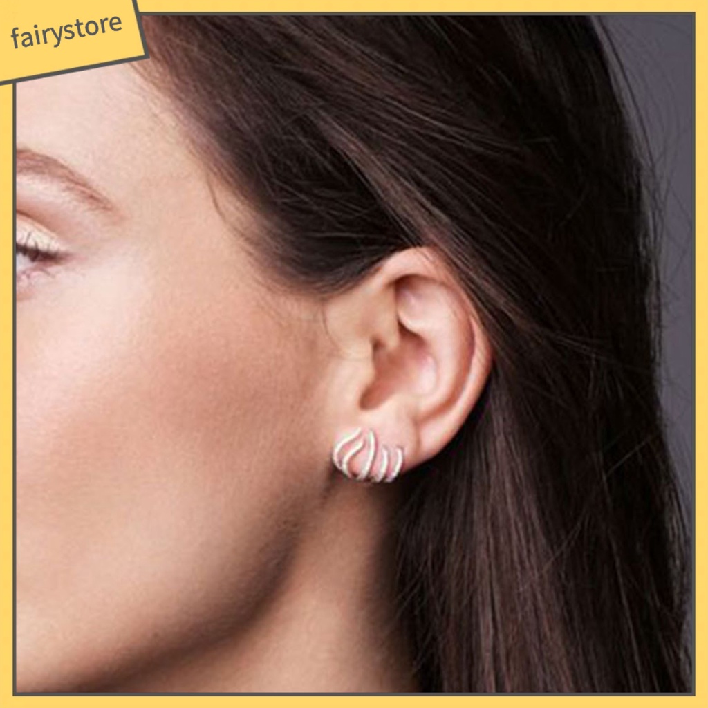 1 Đôi Bông Tai Hình Móng Vuốt Mạ Điện Sáng Bóng Dành Cho Nữ