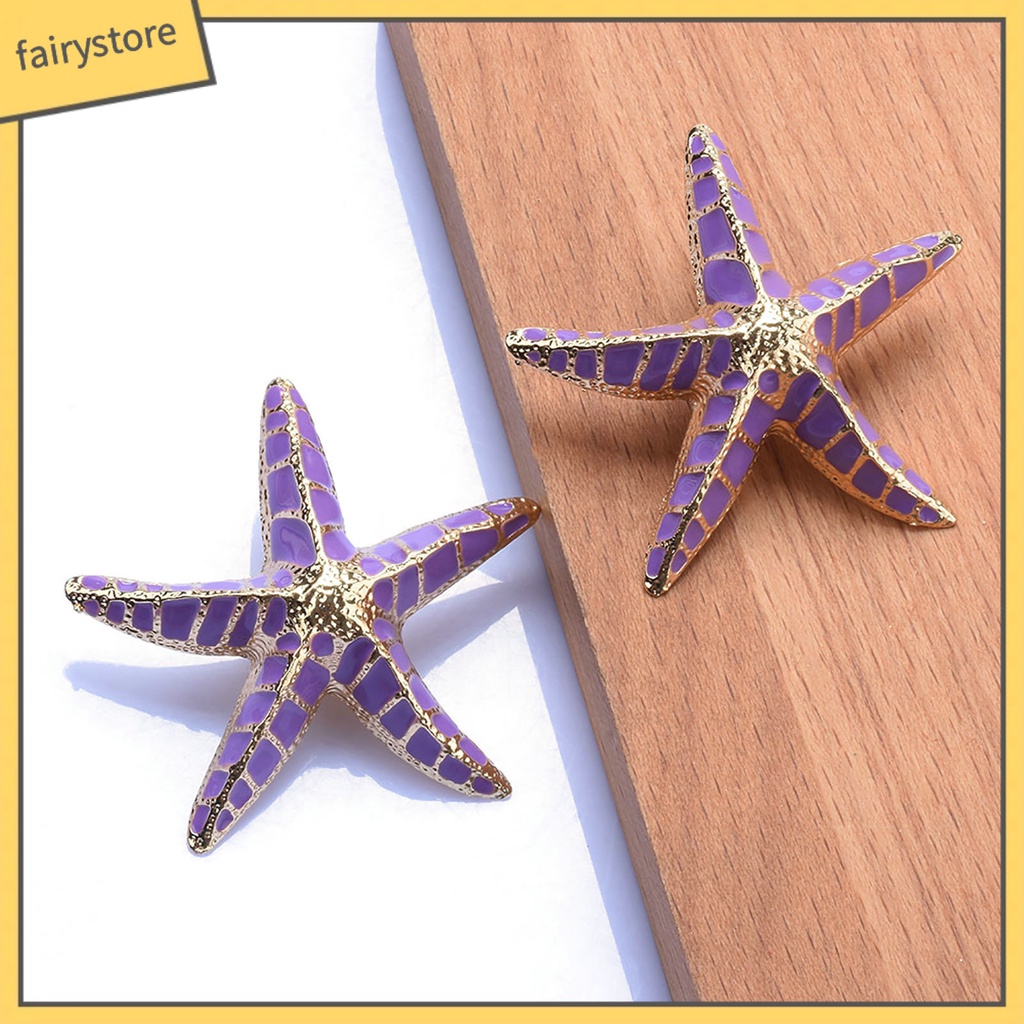 1 Đôi Bông Tai Hình Sao Biển 3D Màu Sắc Tương Phản Phong Cách Bohemia Dành Cho Nữ