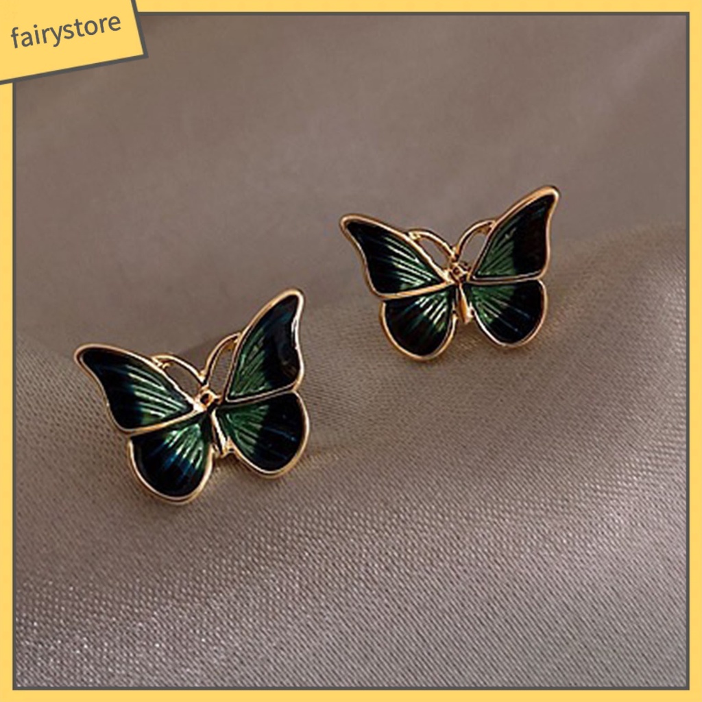 1 Đôi Khuyên Kẹp Vành Tai Hình Bướm Đính Đá Không Phai Màu