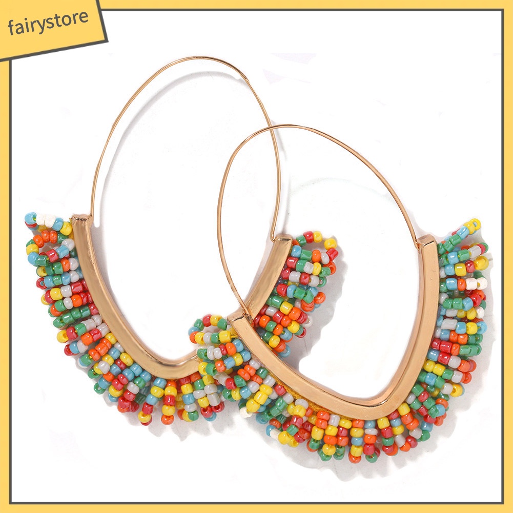 Bông Tai Chuỗi Hạt Tua Rua Phong Cách Bohemian Thời Trang Cho Nữ