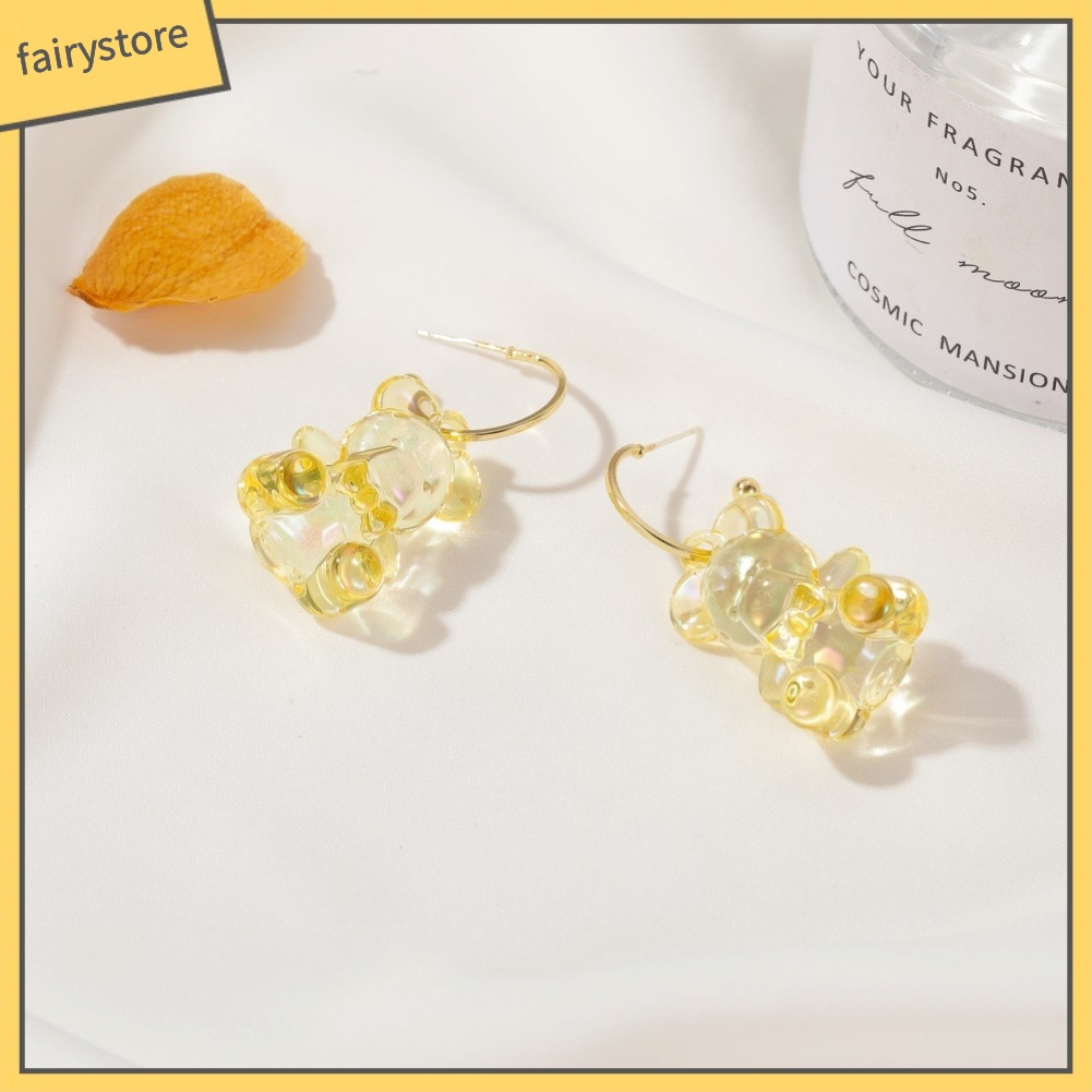 Bông Tai Ba Chiều Trong Suốt Hình Gấu Đáng Yêu Cho Nữ