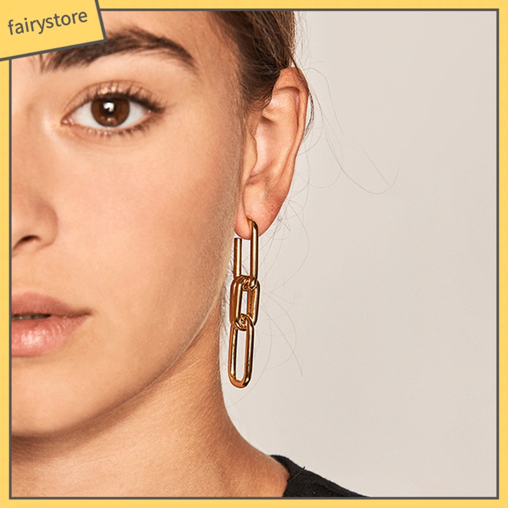 1 Đôi Bông Tai Hình Chữ Nhật Đính Đá Lấp Lánh Phong Cách Vintage