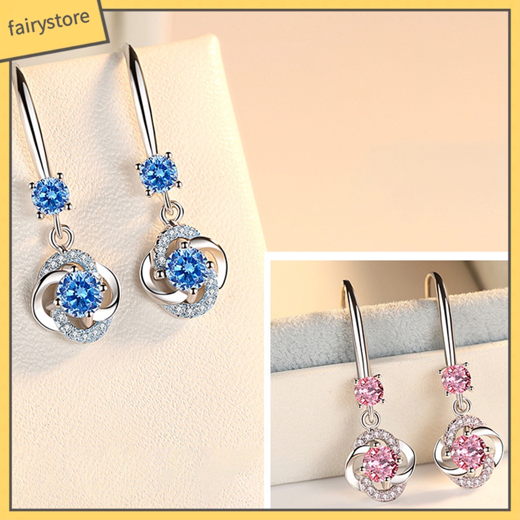 Bông Tai Hình Cỏ Bốn Lá Đính Đá Zircon Thời Trang Dành Cho Nữ