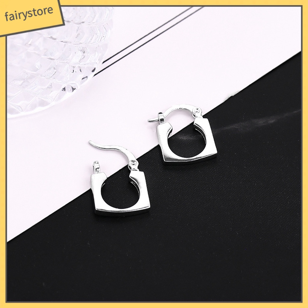 1 Khuyên Tai Lủng Lẳng Mặt Vuông Dày Mịn Phong Cách Hip Hop Unisex