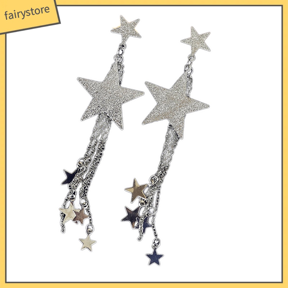 Bông Tai Chuỗi Dài Hình Ngôi Sao Năm Cánh Thời Trang Dành Cho Nữ