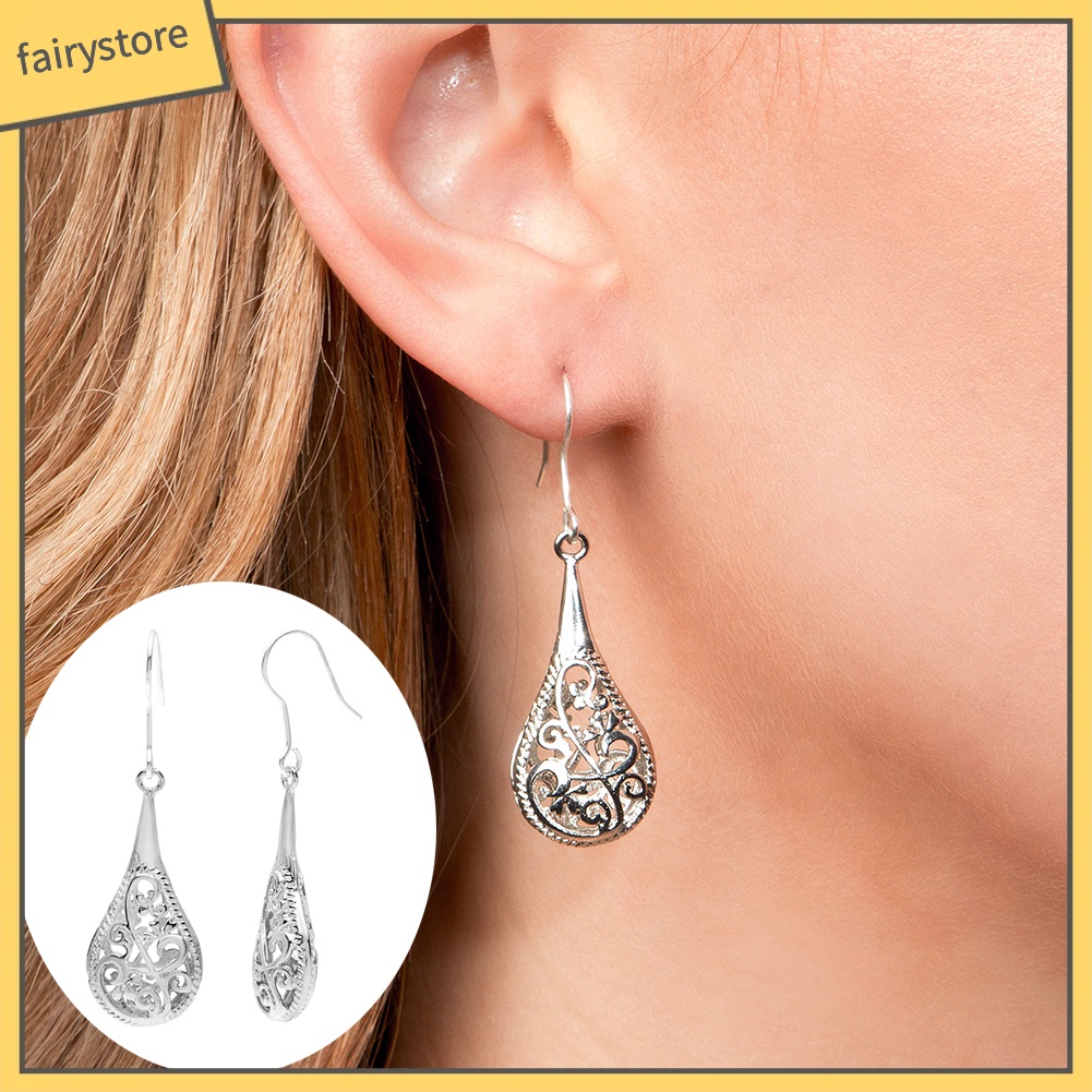 Bông Tai Hình Giọt Nước Họa Tiết Hoa / Giọt Nước Thời Trang Dự Tiệc Cho Nữ