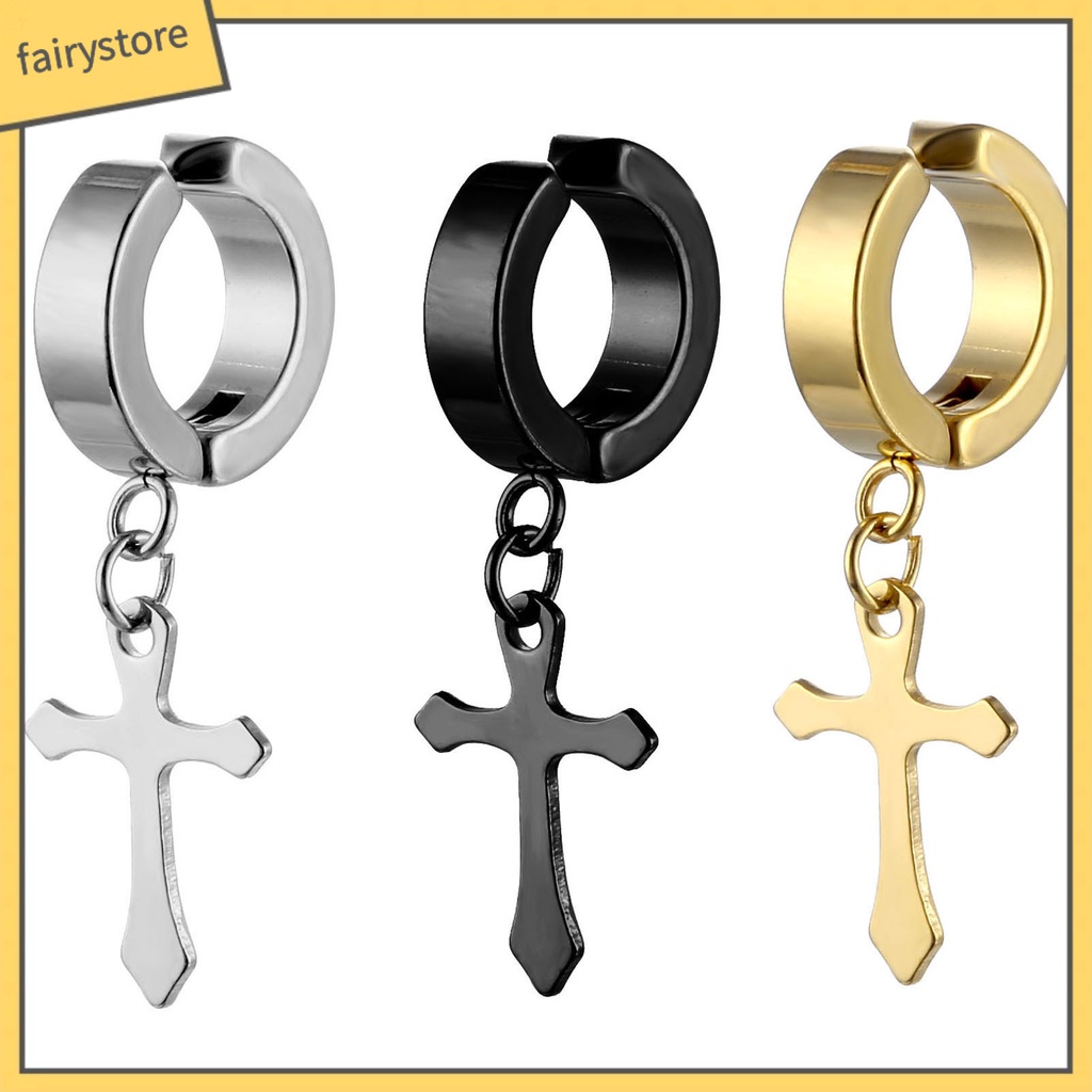 1 Đôi Bông Tai Hình Chữ Thập Phong Cách Hip Hop Đơn Giản Dành Cho Nam Nữ