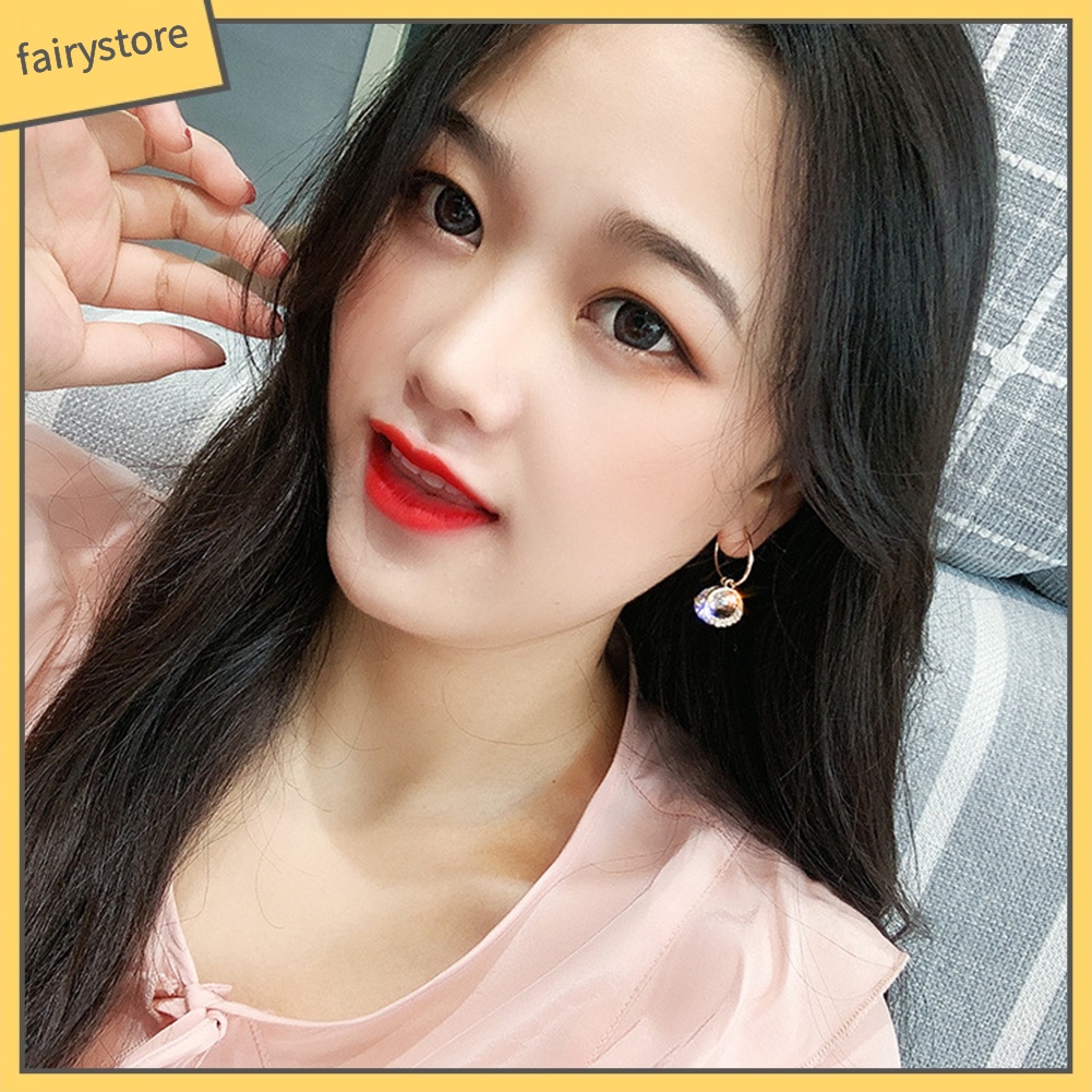 Bông Tai Hình Tròn Đính Đá Thanh Lịch Dành Cho Nữ