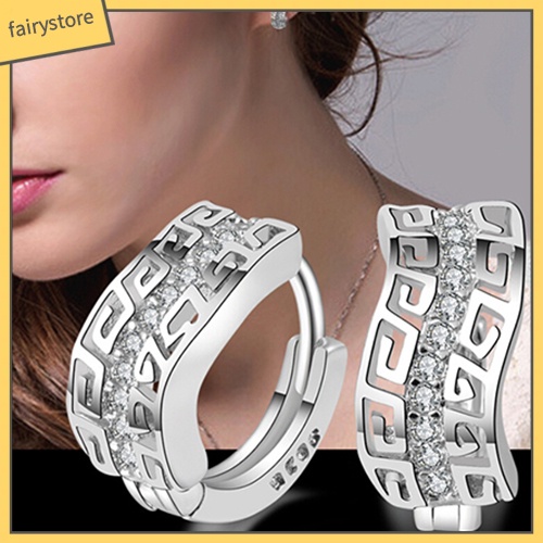 Bông Tai Mạ Bạc Đính Đá Thời Trang Dành Cho Nữ