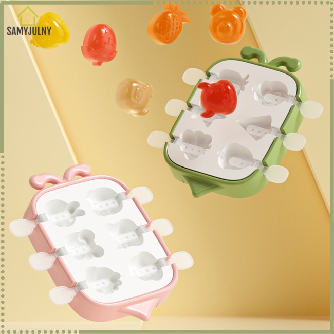 Khuôn Silicon Làm Kem Que Hình Trái Cây Hoạt Hình Dễ Tháo Gỡ Có Thể Tái Sử Dụng