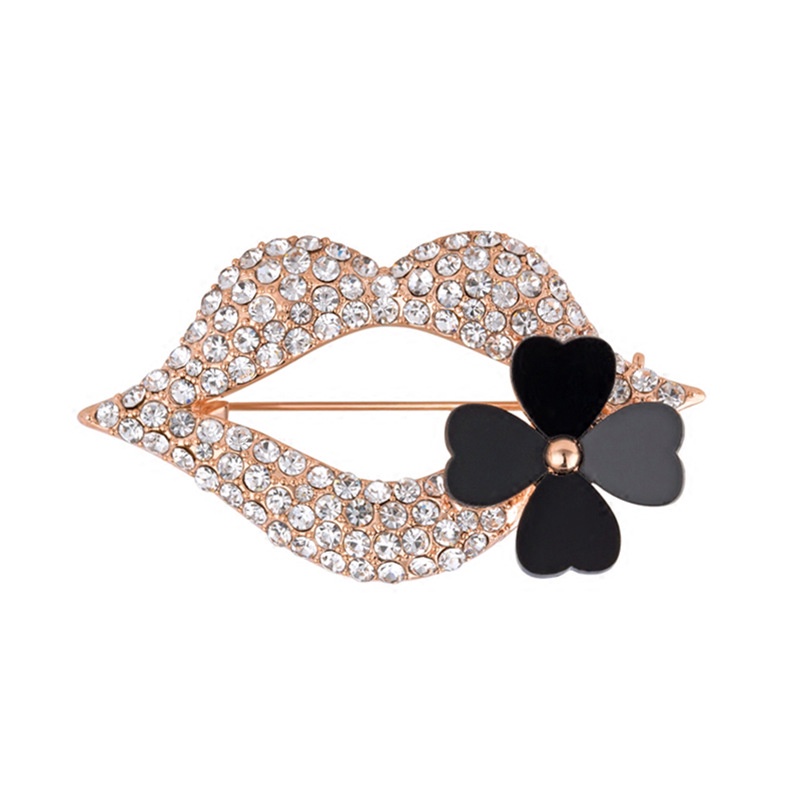 Ghim Cài Áo Hợp Kim Hình Đôi Môi Đính Đá Độc Đáo