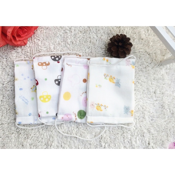 Khẩu Trang Vải Xô Họa Tiết Dễ Thương Bảo Vệ An Toàn Cho Bé embe.s
