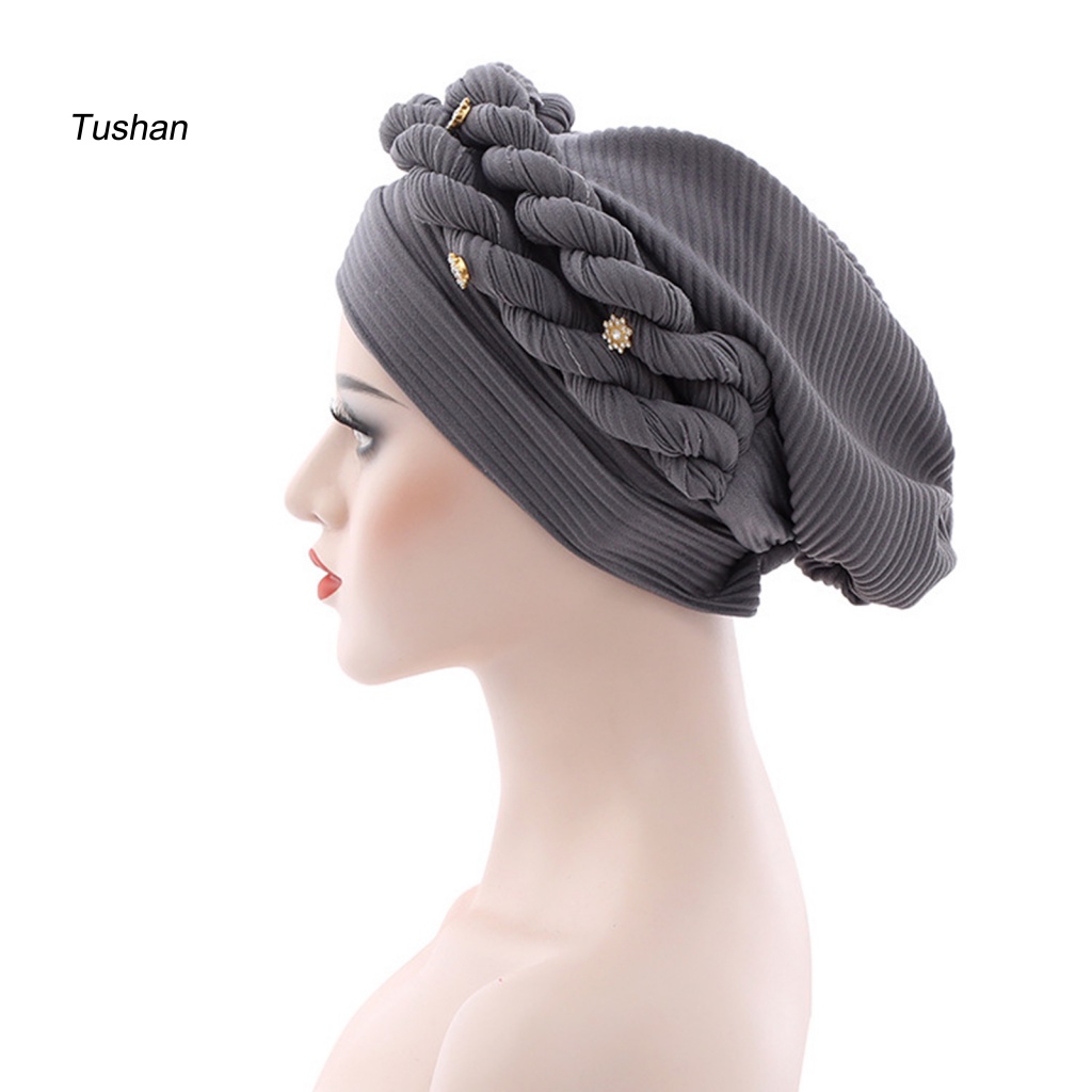 Mũ Turban Thắt Bím Tóc Trọng Lượng Nhẹ Họa Tiết Hoa Thời Trang