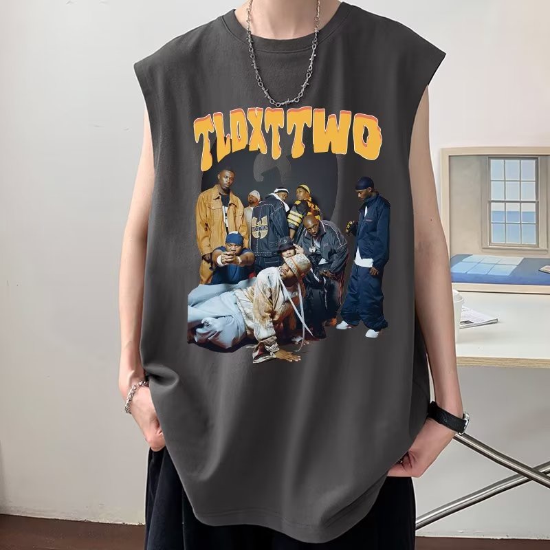 Áo Thun Ba Lỗ Cổ Tròn In Chữ Phong Cách Hip Hop Mỹ Thời Trang Mùa Hè Cho Nam Cỡ M-5XL