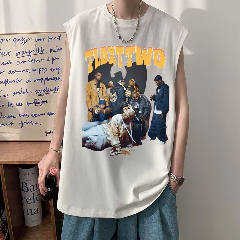 Áo Thun Ba Lỗ Cổ Tròn In Chữ Phong Cách Hip Hop Mỹ Thời Trang Mùa Hè Cho Nam Cỡ M-5XL