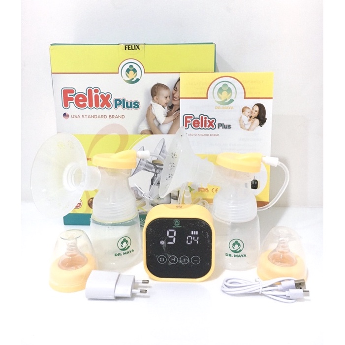 Máy hút sữa điện đôi Felix Plus Dr.Maya có pin sạc, 3 chế độ hút, phễu silicone bảo hành 12 tháng