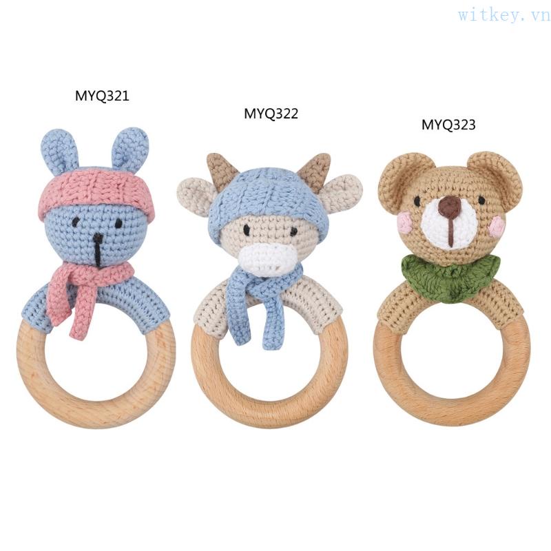 Đồ Chơi Lục Lạc Đan Móc Hình Động Vật Nhỏ Gọn Cho Bé Mọc Răng