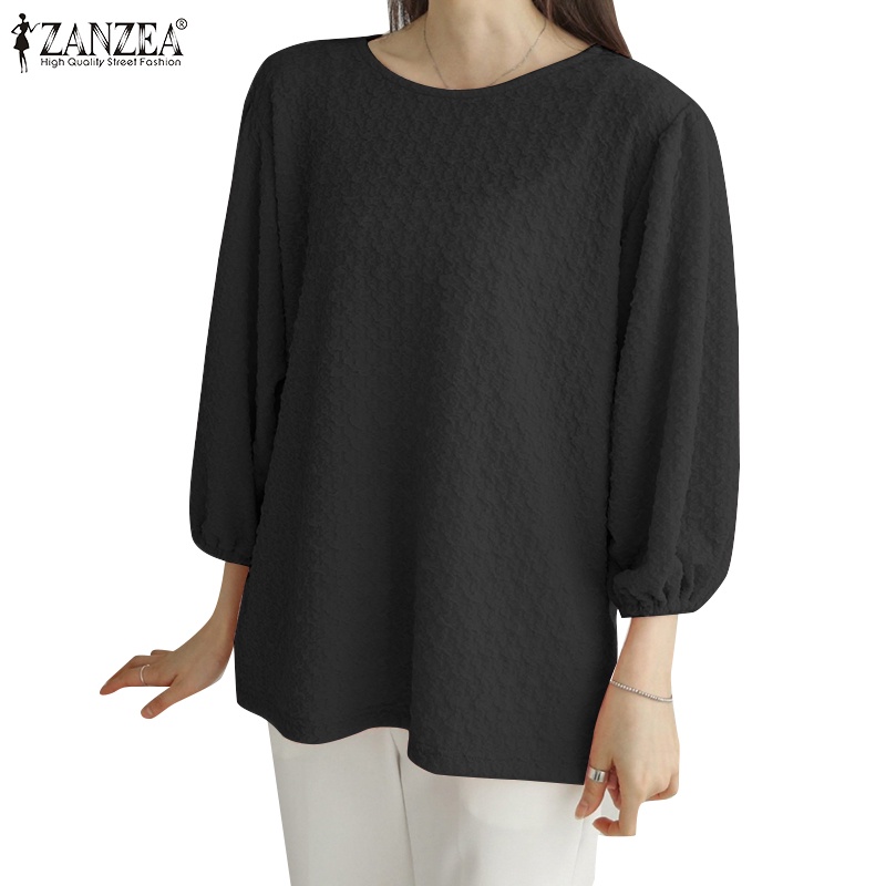 Zanzea Áo Kiểu Tay Phồng 3 / 4 Cổ Tròn Phong Cách Hàn Quốc Dành Cho Nữ