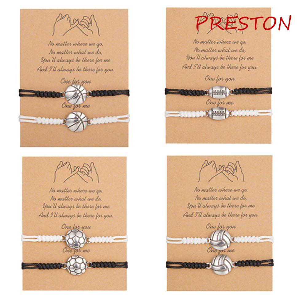 Preston Vòng Tay Bóng Chày Dây Thừng Thiết Kế Độc Đáo Làm Quà Tặng Valentine Phong Cách Hàn Quốc Cho Cặp Đôi