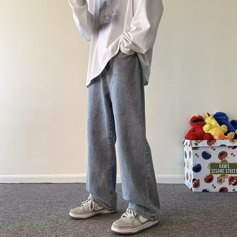 Quần Jean Dài Dáng Suông Ống Đứng Dễ Phối Đồ Thời Trang Phong Cách Hàn Quốc Cho Nam