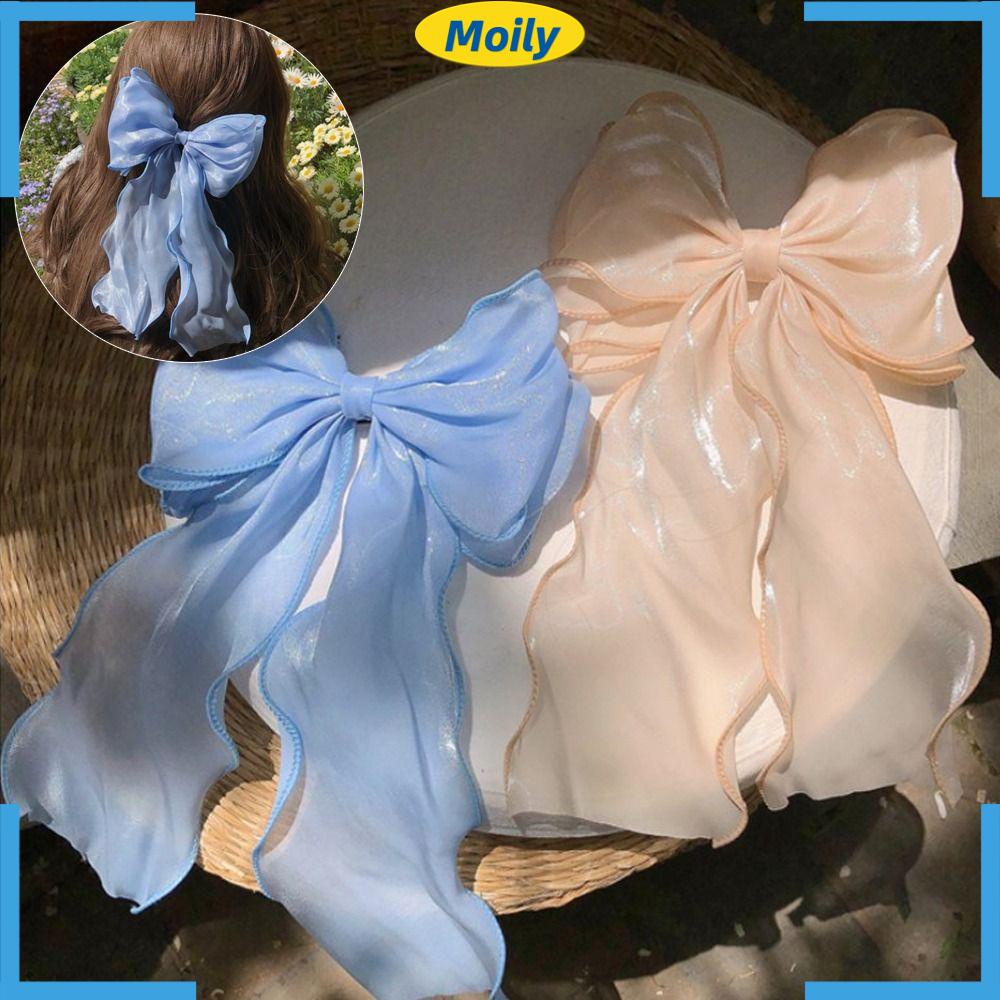 MOILYVN Bộ 2 Kẹp Tóc Nơ Satin Sang Trọng