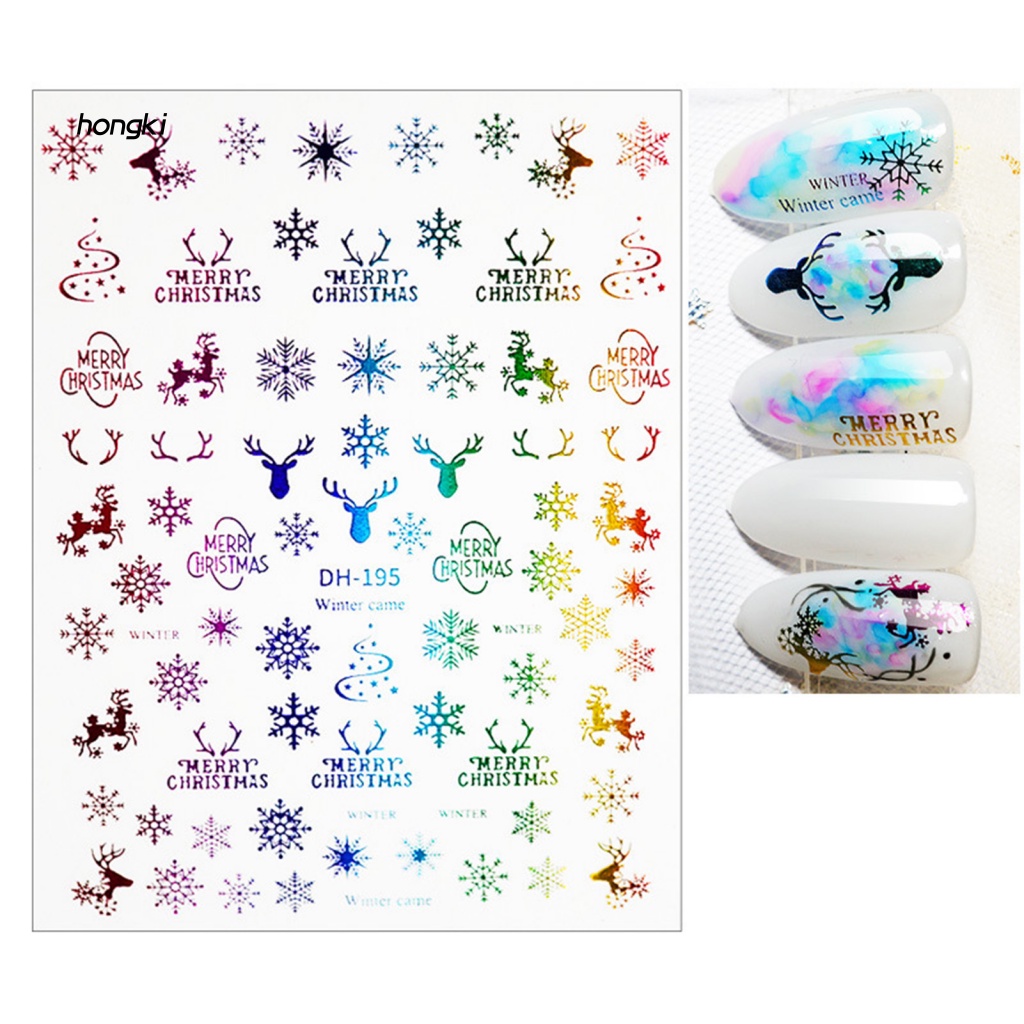 Miếng Dán Trang Trí Móng Tay Họa Tiết Giáng Sinh 3D DIY