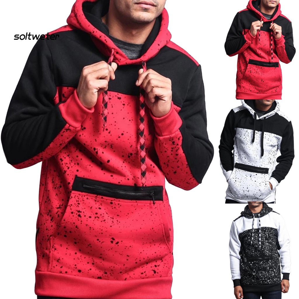 St Áo Hoodie Cổ Thuyền Bằng Vải Lông Chắp Vá Dây Rút Thoải Mái Mặc Thường
