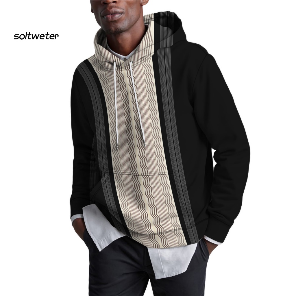 Áo Hoodie Cỡ Lớn In Họa Tiết Kẻ Sọc 3D Phối Dây Rút Thời Trang Mùa Thu Năng Động