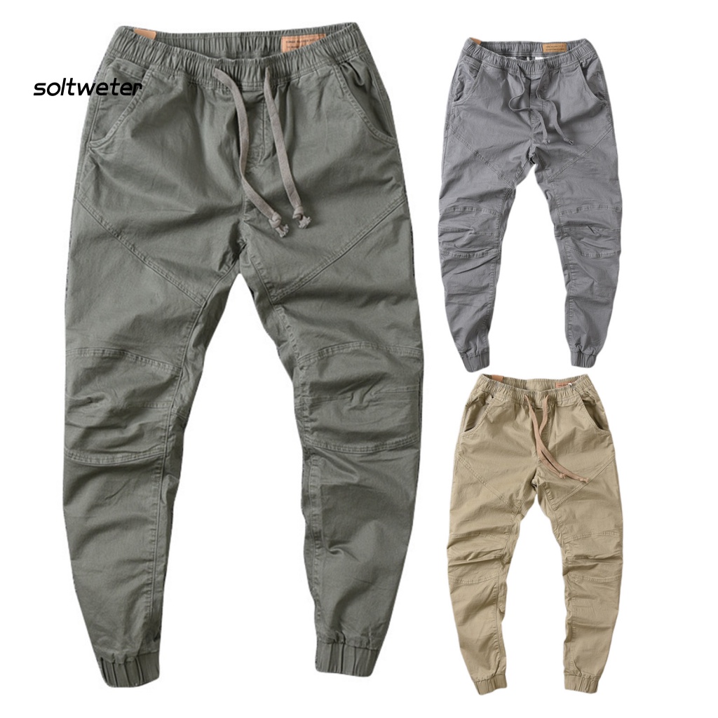 Quần Lửng Màu Trơn Có Dây Rút Phong Cách Vintage Màu Sắc Đơn Giản Cho Nam