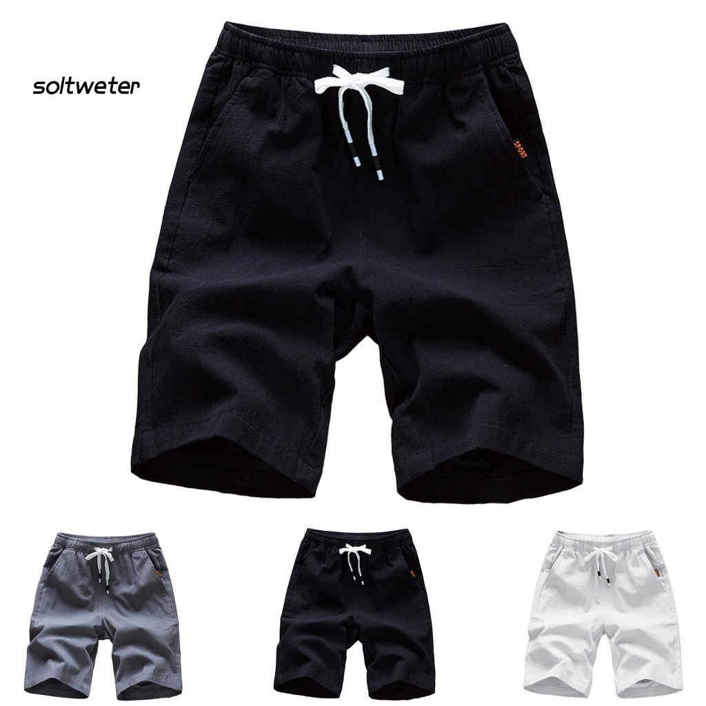 Quần Short Lưng Vừa Màu Sắc Trơn Nhanh Khô Phối Dây Rút Thời Trang Mùa Hè Cho Nam