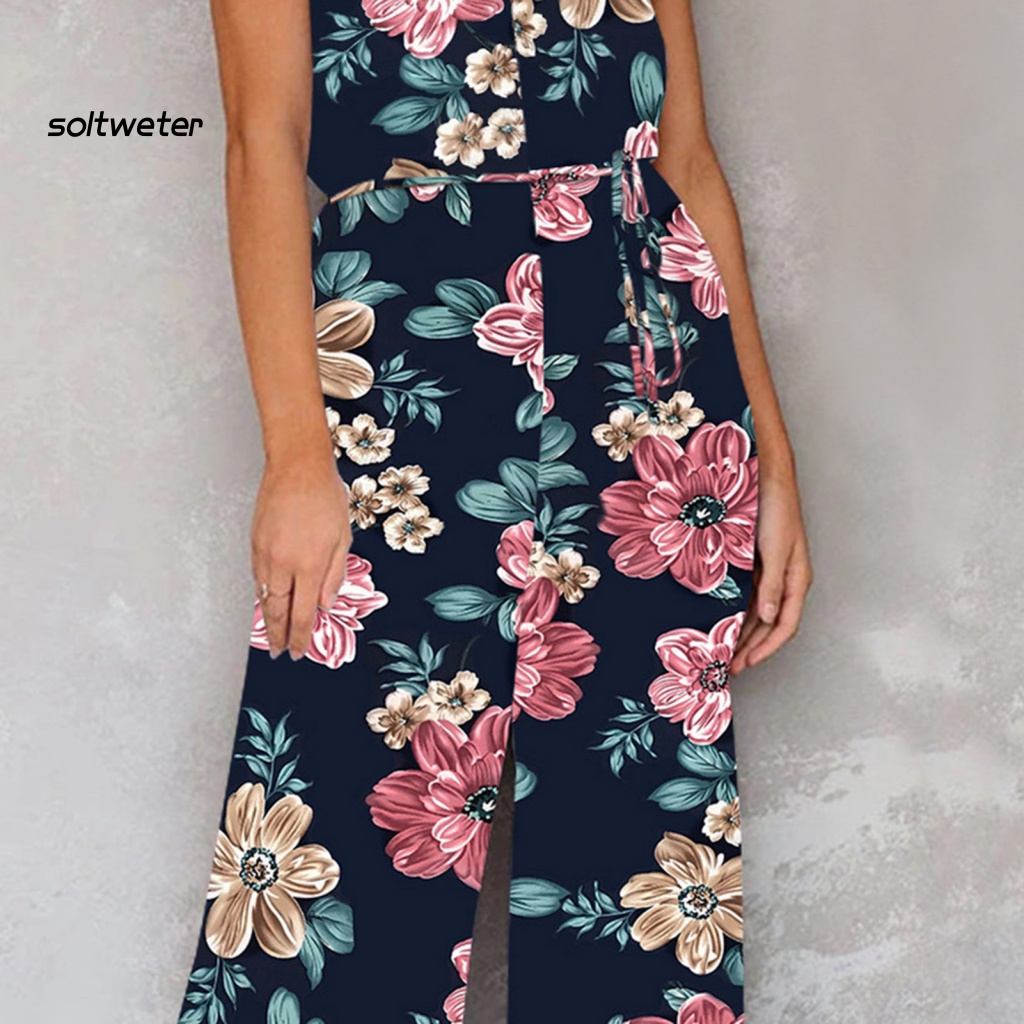 St Bộ Áo Liền Quần Dáng Rộng Cổ Chữ V Khoét Sâu Thoải Mái Không Bong Tróc Phong Cách Bãi Biển Mùa Hè Cho Nữ