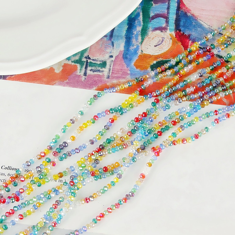 Vòng cổ Hạt Tròn Màu Sắc Tương Phản 3mm Phong Cách Bohemia