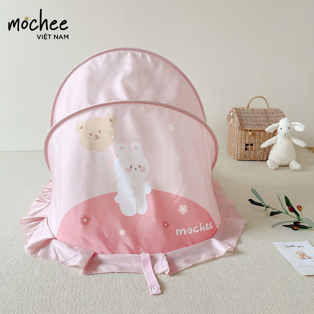 Màn chụp cho bé mochee gấp gọn  mùng chụp tự bung giúp bé chống muỗi che sáng hiệu quả dùng được cho giường và nôi cũi