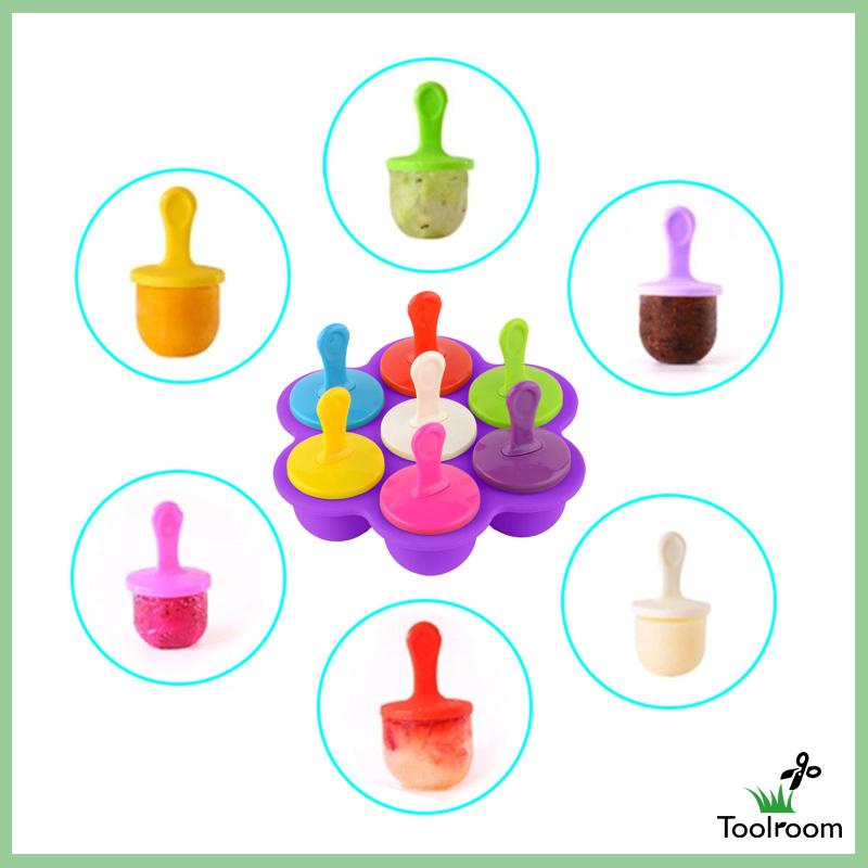 Khuôn Làm Kem 7 Ngăn Có Nắp Đậy Tiện Lợi