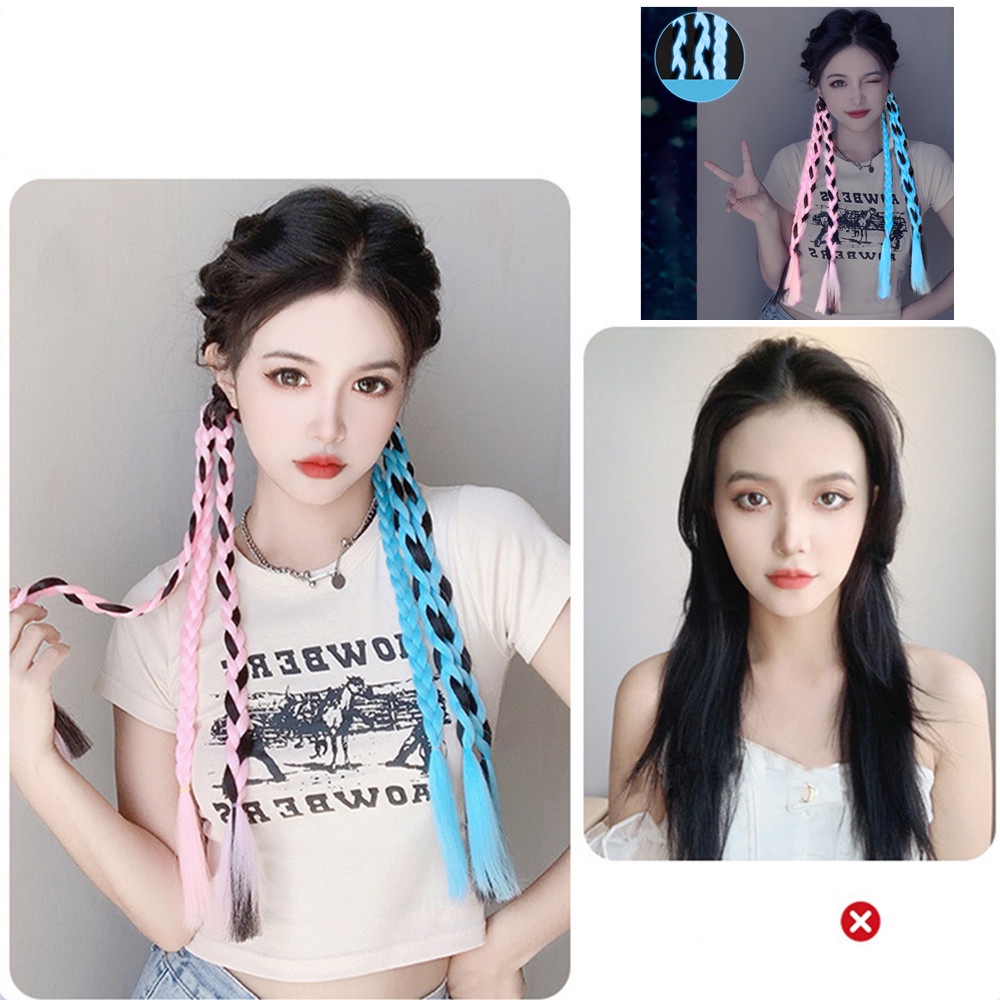 Tóc Giả Thắt Bím Đuôi Ngựa Phát Sáng Y2k Phong Cách Lolita Ngọt Ngào Dễ Thương Cho Nữ