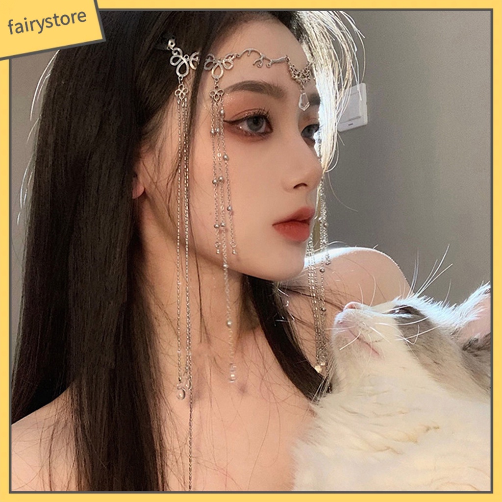 Cài Tóc Chuỗi Hạt Phối Tua Rua Phong Cách Cổ Điển Thanh Lịch Dành Cho Nữ