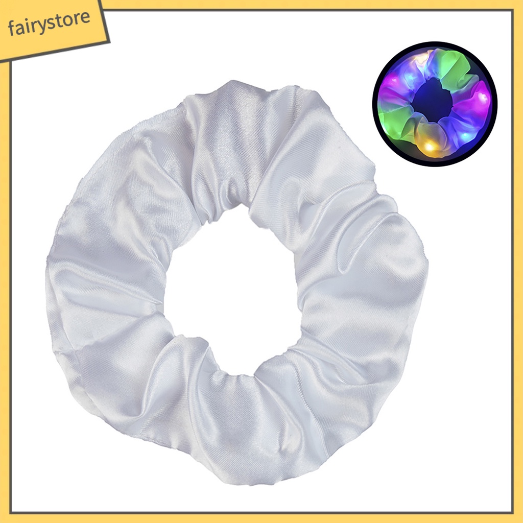 Dây Cột Tóc Co Giãn Màu Trơn Có Đèn LED Nhiều Màu Sắc